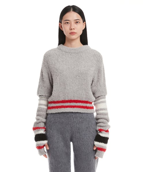 Grey Detachable sleeves Sweater