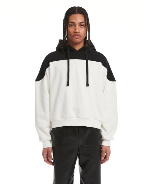 White Paneled Hoodie