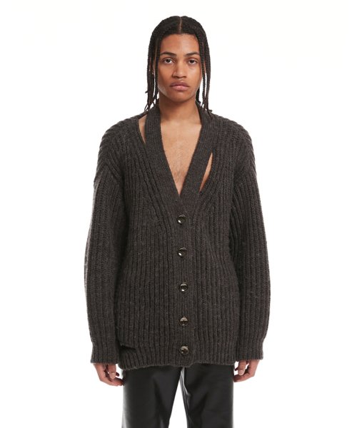 Grey Destroyed Knit Cardigan