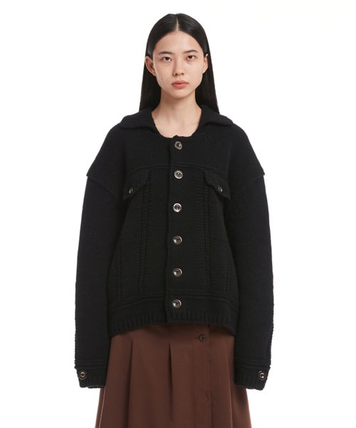 Black Jacket Knit Cardigan