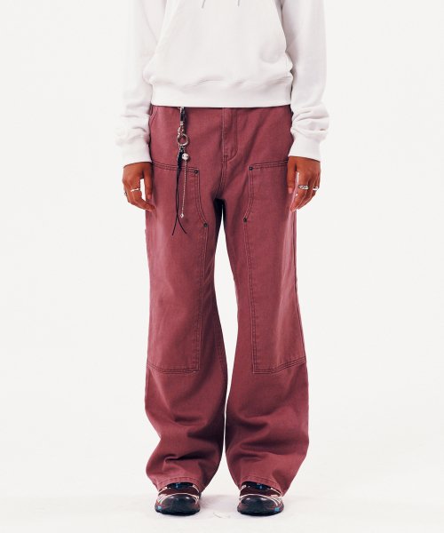 STITCH POINT COTTON CARPENTER PANTS [PINK]