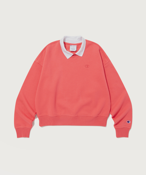 여성 POWERBLEND® 기모 폴로 스웨트셔츠 Normal Pink