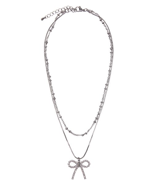 CH RIBBON NECKLACE(SILVER)
