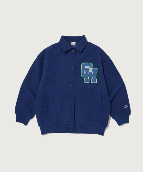 여성 펠트 와펜 멜톤 플리스 자켓 Normal Blue