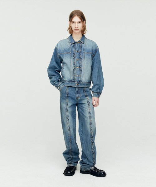 WAVE WIDE LEG JEANS apa682m(WASHED BLUE)