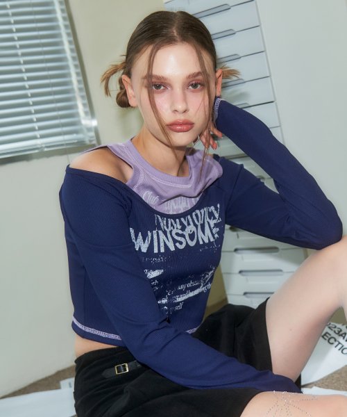 [NF] WINSOME OFF SHOULDER HALTERNECK CROP TEE (PURPLE)_F23ZB255
