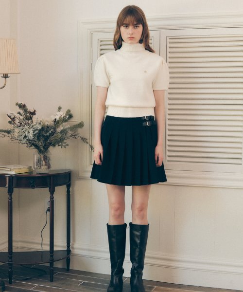 BUCKLE POINTED SKIRT BLACK