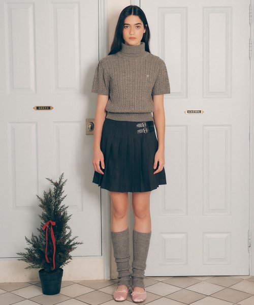 BUCKLE POINTED SKIRT CHARCOAL