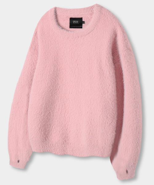 ESSENTIAL HAIRY ROUND NECK KNIT_PINK