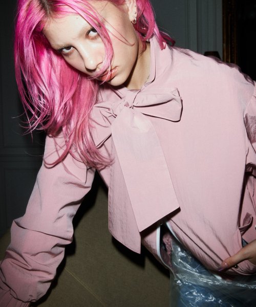 Big Ribbon Tie Windbreaker (DUSTY PINK)