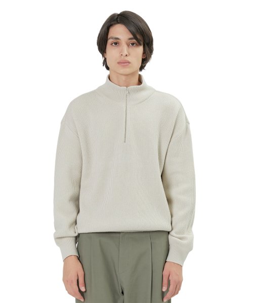 Knit Half Zip Up, Ecru
