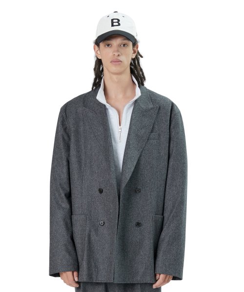21fw Double Breasted Jacket, Charcoal)
