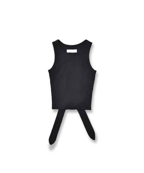 W Ribbed Cut Out Sleeveless, Black