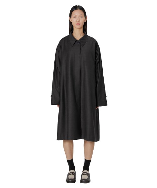 W Wool Balmacaan Coat, Charcoal