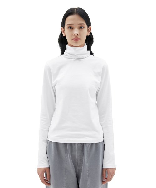 W Highneck Long Sleeve, White