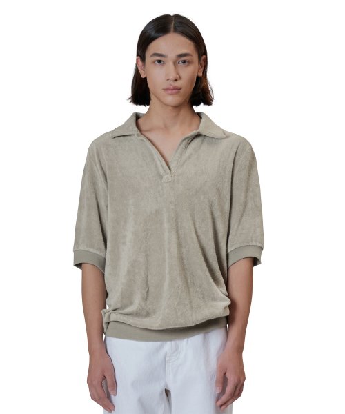 Terry Polo Shirt, Dark Beige