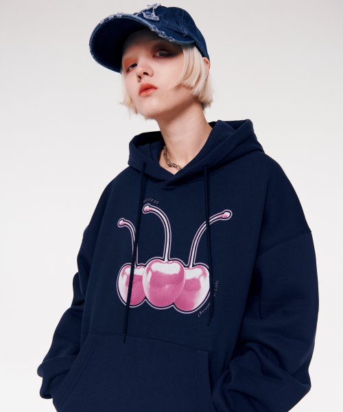 W.N.D CHERRY HOODIE [NAVY]