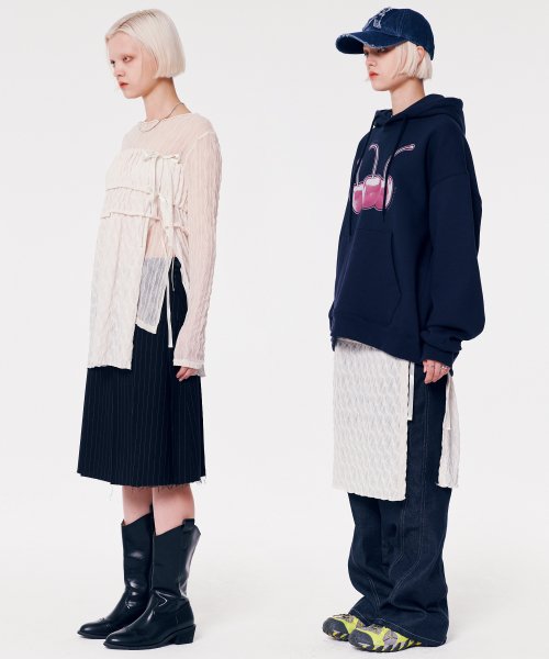 SHIRRING LAYERED TOP SKIRT [IVORY]