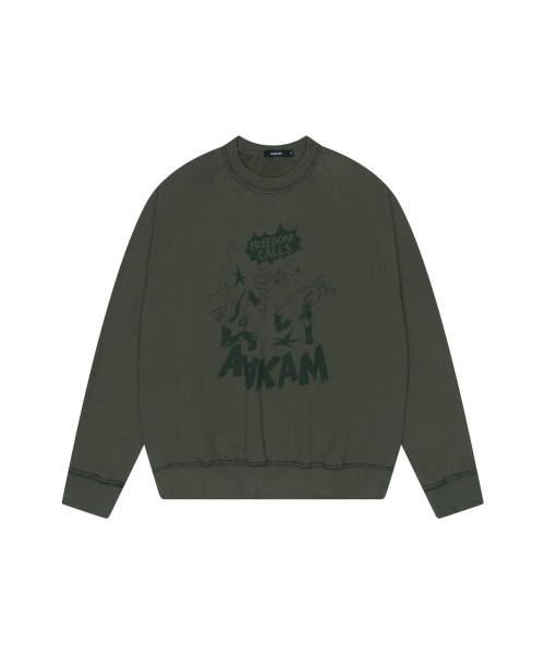 Freedom Printed Raglan Sweatshirt (Khaki)
