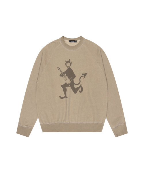 Devil Printed Raglan Sweatshirt (Beige)