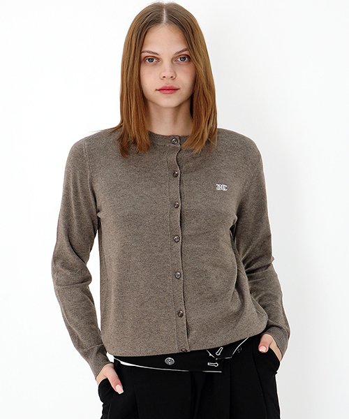 로고 울 브라운 가디건 _ Logo Wool Brown Gardigan