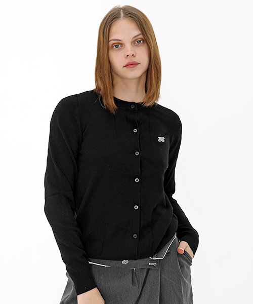 로고 울 블랙 가디건 _ Logo Wool Black Gardigan
