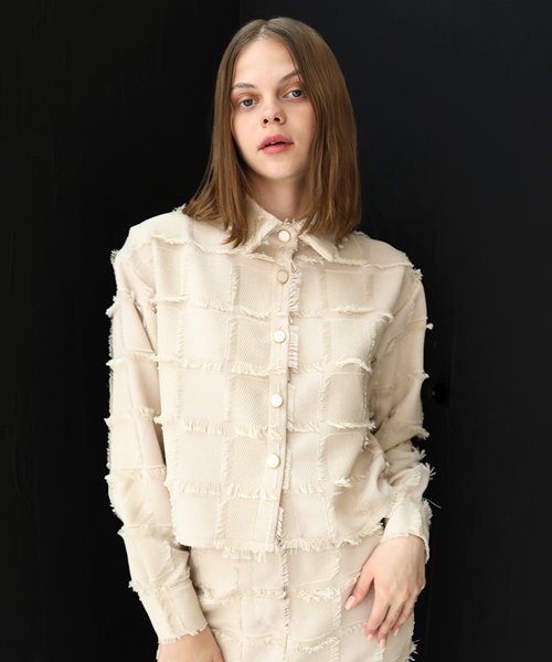 프린지 베이지 크롭 셔츠 _ Fringe Beige Crop Shirt