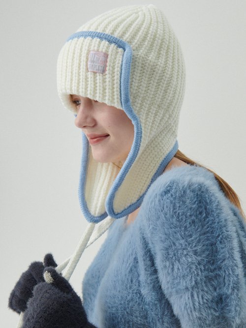Edge Ear Flap Beanie (Cream)