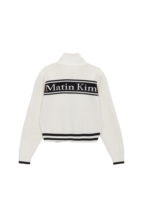 SPELL POINT STRIPE WOOL BLENDED KNIT CARDIGAN IN IVORY