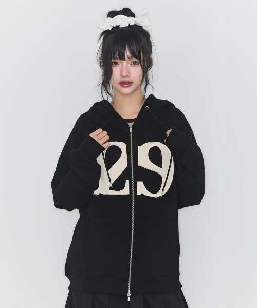 129 Logo Patch Hooded Zip-Up