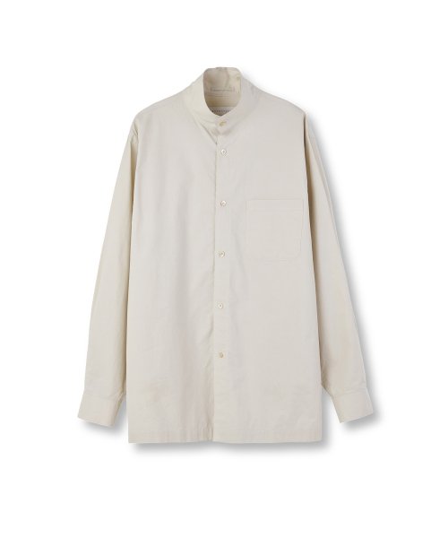 STAND COLLAR SHIRT, LIGHT BEIGE
