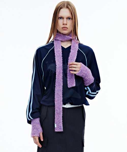 BOUCLE KNIT MUFFLER - FUCHSIA PURPLE
