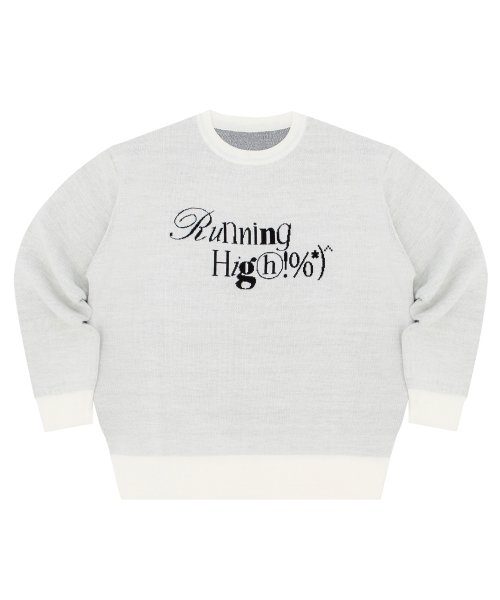 MINIMAL LOGO JACQUARD KNIT PULLOVER [WHITE]