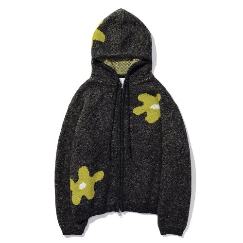 Daisy Knit Hoodie - [BLACK]