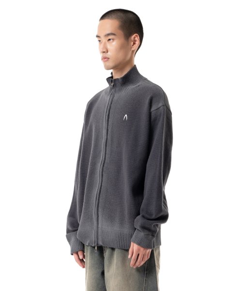 Gradient Zip-Up Sweater (Gray)