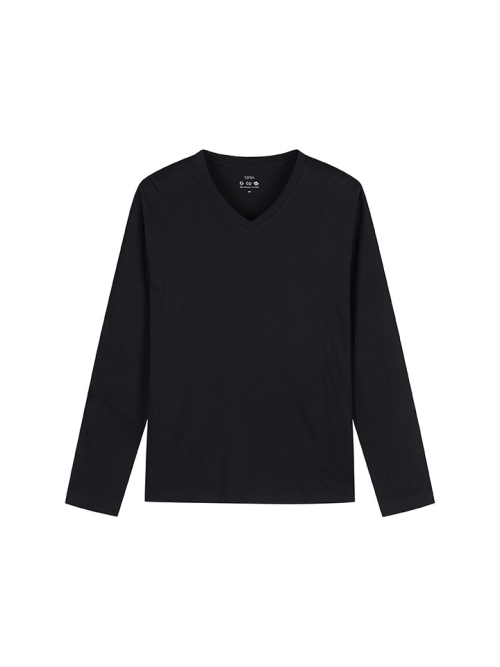 Unisex) Cotton Vneck Long Sleeve T-Shirt_MSE5TV3911