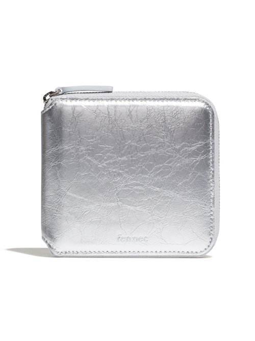 CRINKLE ZIPPER WALLET - SILVER