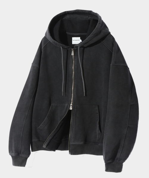 (ASI) FOUR-SEASON ESSENTIAL PIGMENT HOODED ZIP-UP_CHACOAL GRAY