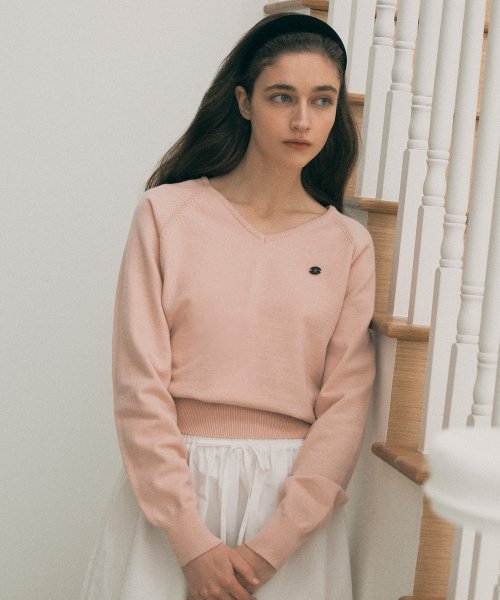 SOFT V NECK KNIT PINK