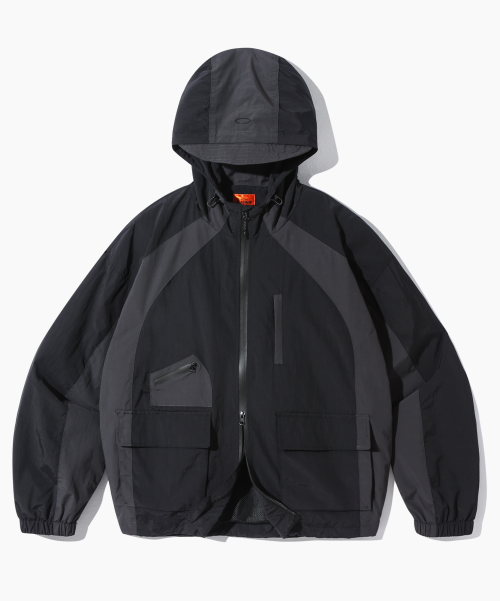 (VLAD) 2WAY AUTHENTIC HOOD WINDBREAKER JACKET_BLACK&CHACOAL GRAY