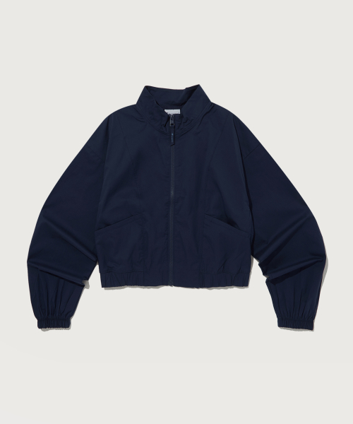 여성 크롭 풀집업 우븐 자켓 Normal Navy