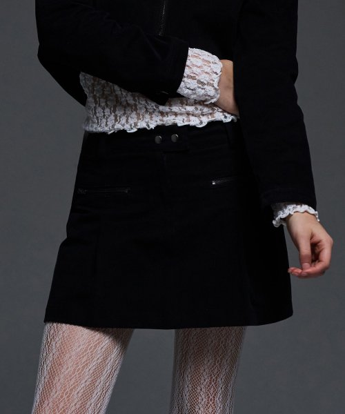 [NF] BIKER PINTUCK MINI SKIRT (BLACK)_F24QD865