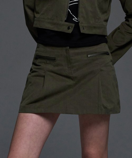 [NF] BIKER PINTUCK MINI SKIRT (KHAKI)_F24QD865