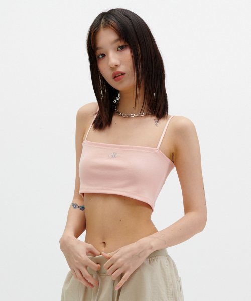 LOGO EMBROIDERY TUBE TOP [CORAL]