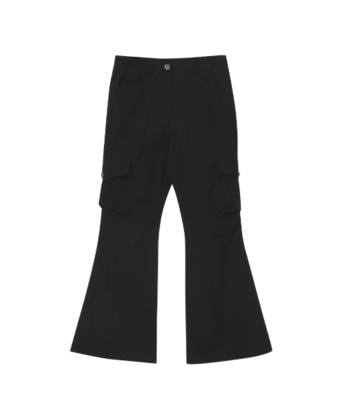 Pocket cargo bootscut pants BLACK
