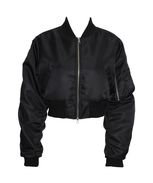 FRONT POCKET 2WAY CROP MA-1 BLACK