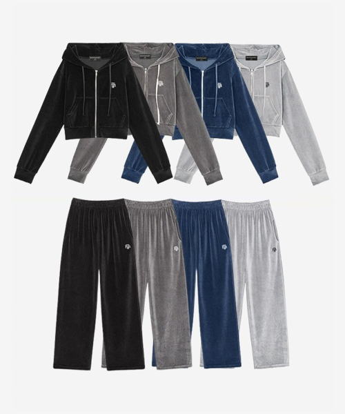 [SET] VELVET TRAINING HOOD ZIPUP PANTS [4color]