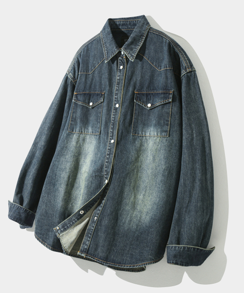 BIO WASHING WESTERN DENIM SHIRT_INDIGO