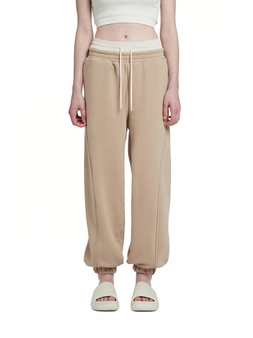 Double waistband Lounge Pants_Beige