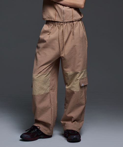[NF] WAFFLE CHECK UTILITY NYLON PANTS (PEACH PINK)_F24QD866